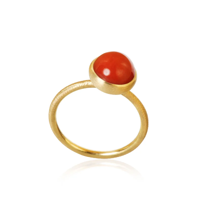 Jasper Gemstone Rings in 18K Gold Vermeil with a Matte Finish for a Subtle and Elegant LookSmall Pacific 18K Gold Ring w. Coral