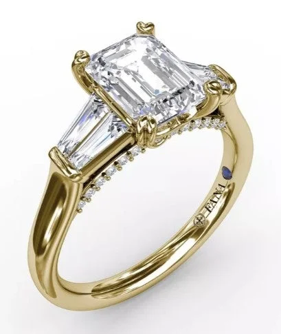 Classic Round Cut Engagement Rings with Platinum Prongs and Halo Setting for Timeless EleganceEmerald-Cut Diamond Engagement Ring With Tapered Baguette Side Stones