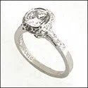 Signature - Design Engagement Rings with a Brand - Exclusive Pattern and Premium DiamondsEngagement 1.25 Round Bezel Set Halo C art Contour Cubic Zirconia Cz Ring