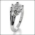 Signature - Design Engagement Rings with a Brand - Exclusive Pattern and Premium DiamondsEngagement 1.5 Ct Round Cubic Zirconia Solitaire  .25 Pave Cz  14k White Gold Ring