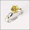 Vintage Cluster Engagement Rings with Antique - Cut Diamonds and Silver FiligreeYellow Canary Round Cubic Zirconia Engagement Ring Yellow Gold Bars 14K White Gold