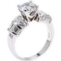 Art Deco Engagement Rings with Geometric Patterns and Baguette - Cut Diamond AccentsEngagement 1.75 Round Center Dome Shank in Channel Cubic Zirconia Cz Ring