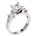 Emerald Cut Engagement Rings with Platinum Gallery and Split Shank DesignEngagement 2.25 TCW Princess Center Baguettes in Channel Cubic Zirconia Cz Ring