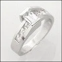 Signature - Design Engagement Rings with a Brand - Exclusive Pattern and Premium DiamondsCubic Zirconia Half Carat Emerald Cut Center Channel Princess Sides Cz Ring 14K White Gold