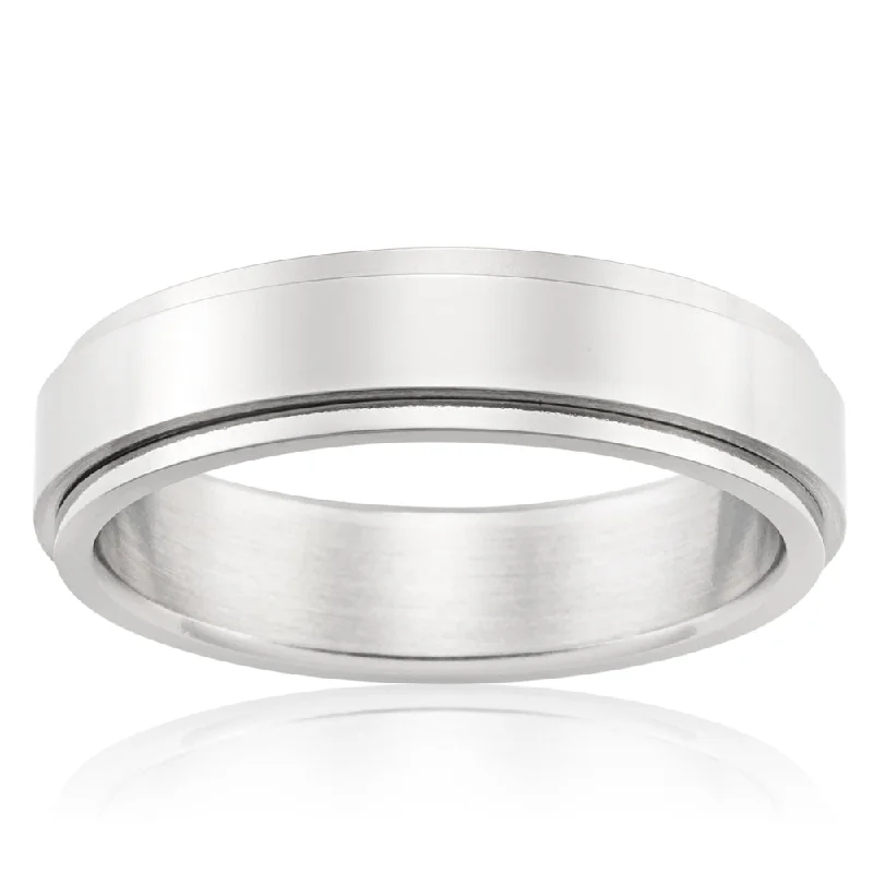 Stackable Wedding Bands in Sterling Silver with Enamel Inlays for a Colorful and Versatile OptionForte Polished Stainless Steel 6mm Gents Ring with Spinning Centre