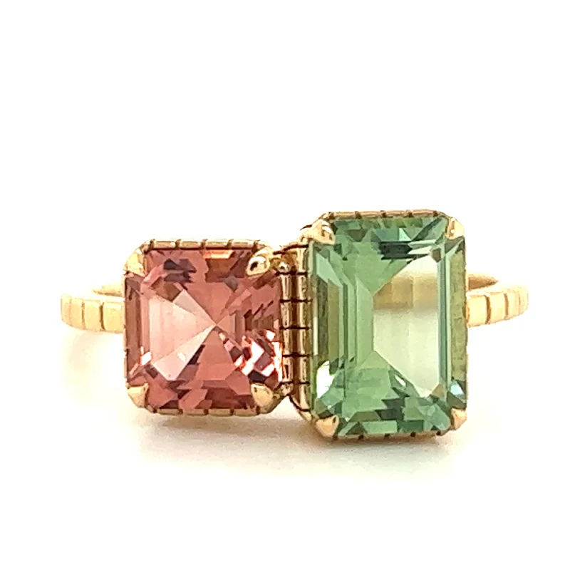 Jasper Gemstone Rings in 18K Gold Vermeil with a Matte Finish for a Subtle and Elegant LookGreen & Pink Tourmaline Duo Ring in 18ct Gold