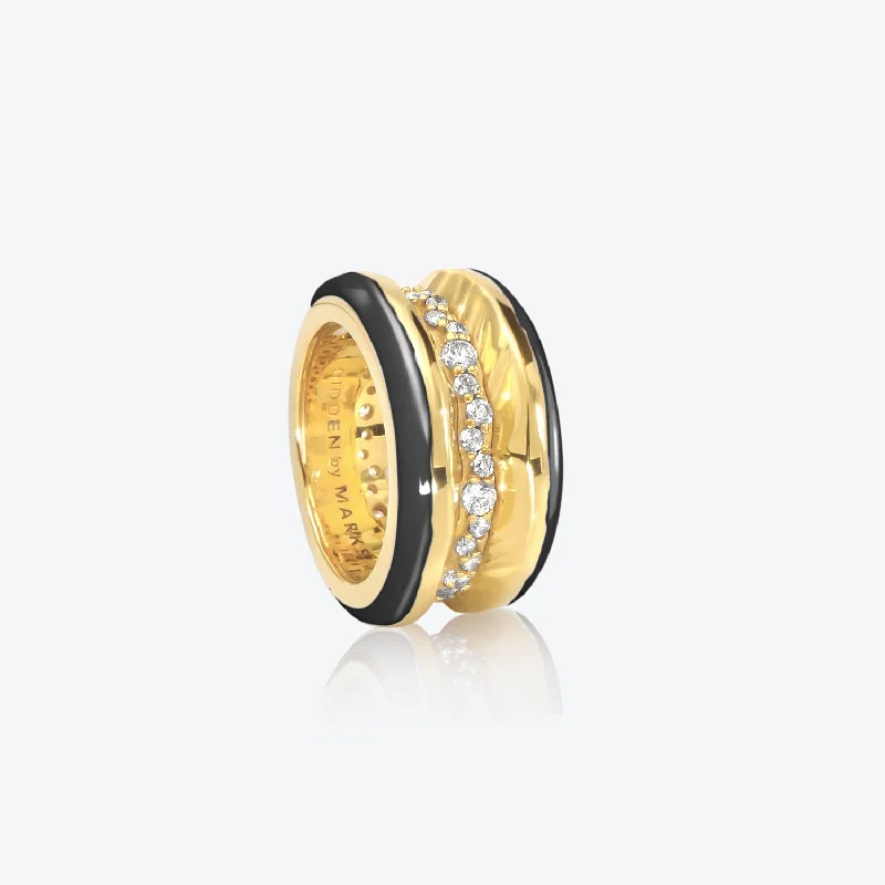 Citrine Gemstone Rings in Stainless Steel with a Stackable Design for a Trendy Everyday WearAntarctica Ice 18K Gold Ring w. Lab-Grown Diamonds & Black enamel