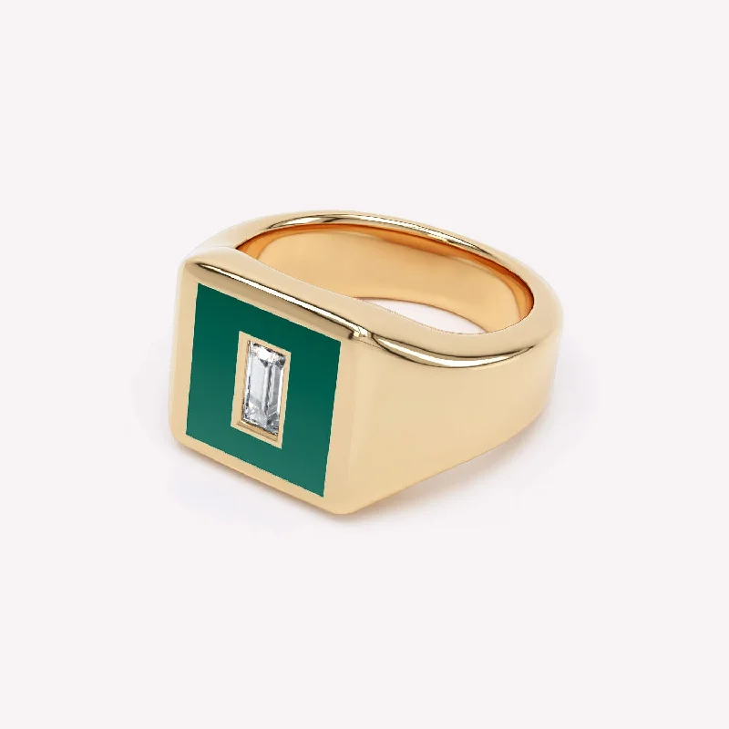 Jasper Gemstone Rings in 18K Gold Vermeil with a Matte Finish for a Subtle and Elegant LookEternity Green 14K Gold Signet Ring w. Lab-Grown Diamond