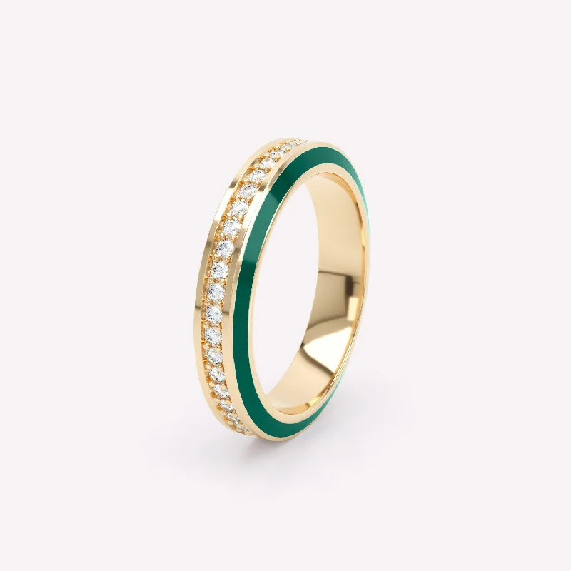 Turquoise Gemstone Rings in 925 Silver with a Southwestern - Inspired Design for a Rustic CharmEternity Green 4mm 18K Gold Ring w. Lab-Grown Diamonds