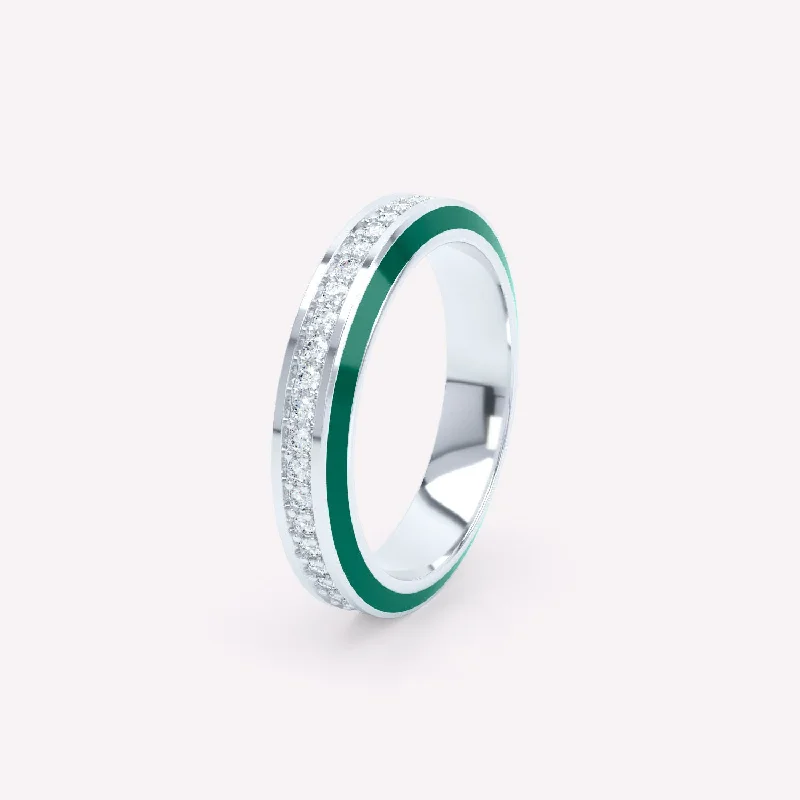 Malachite Gemstone Rings in 14K Gold with a Carved Stone for a Unique and Artistic AppealEternity Green 4mm 18K Whitegold Ring w. Lab-Grown Diamonds