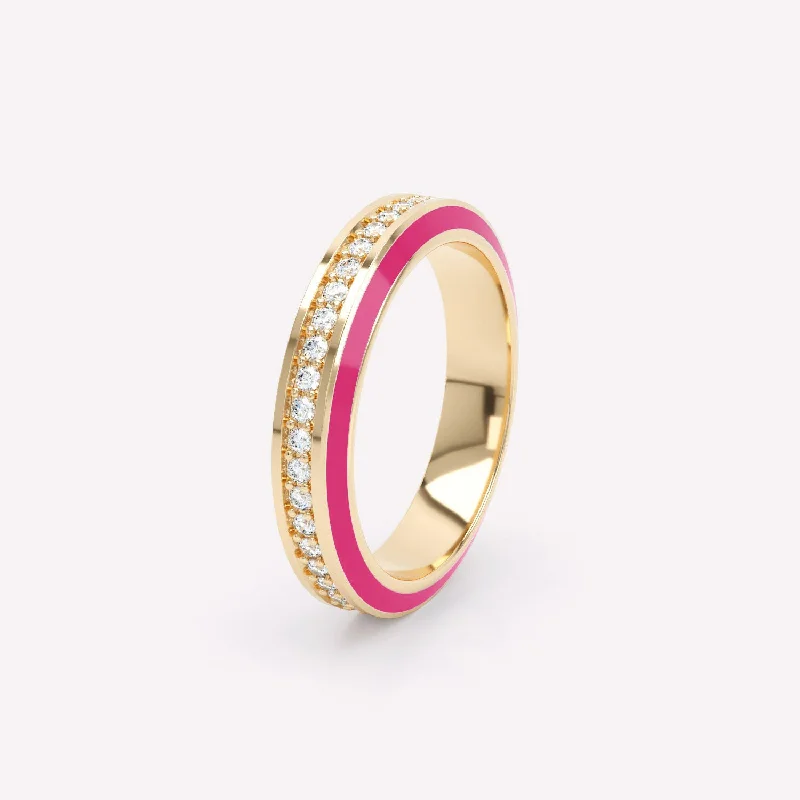 Ruby Gemstone Rings in 14K Yellow Gold with a Solitaire Setting for a Classic and Bold StatementEternity Pink 4mm 18K Gold Ring w. Lab-Grown Diamonds