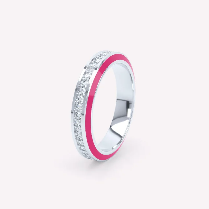 Opal Gemstone Rings in Rose Gold with a Milgrain Edge for a Feminine and Romantic StyleEternity Pink 4mm 18K Whitegold Ring w. Lab-Grown Diamonds