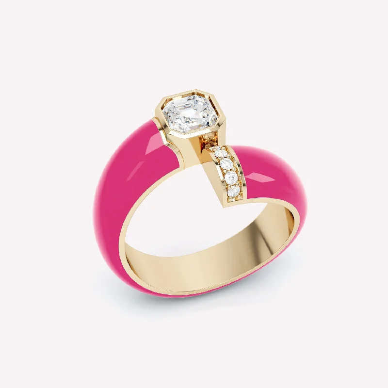 Jasper Gemstone Rings in 18K Gold Vermeil with a Matte Finish for a Subtle and Elegant LookToi et Moi Pink Asscher 18K Gold Ring w. Lab-Grown Diamonds