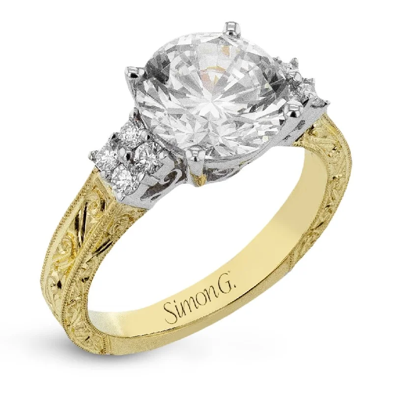 Marquise Cut Engagement Rings with a Channel - Set Diamond BandRound-cut Engagement Ring in 18k Gold with Diamonds