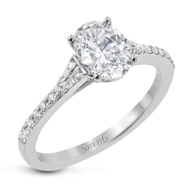 Marquise Cut Engagement Rings with a Channel - Set Diamond BandOval-Cut Engagement Ring In 18k Gold With Diamonds