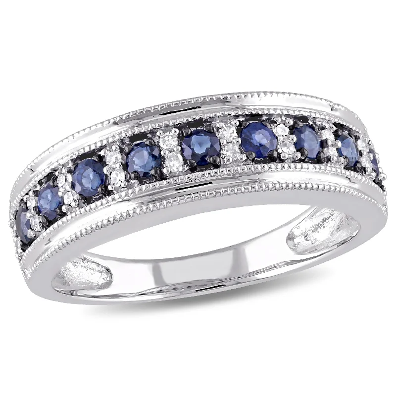 Topaz Gemstone Rings in 10K Gold with a Channel - Set Design for a Contemporary and Durable OptionMiadora 1/2ct TGW Sapphire and 1/10ct TW Diamond Anniversary Band in 10k White Gold