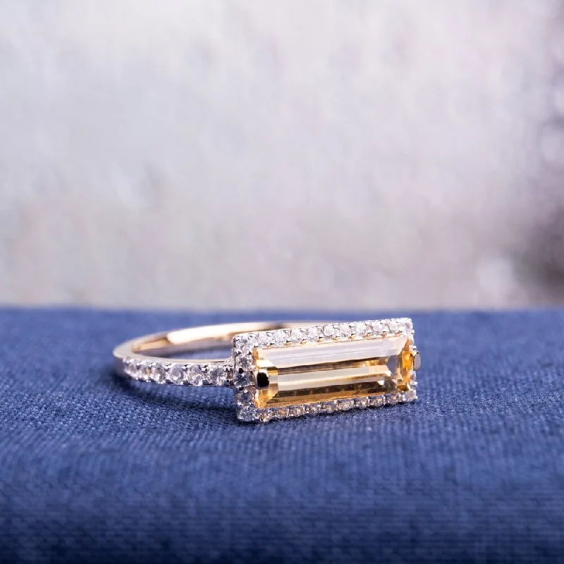 Iolite Gemstone Rings in 10K Gold with a Twisted Band for a Distinctive and Stylish AccessoryMiadora Yellow Gold Plated Sterling Silver Baguette Citrine and White Sapphire Halo Bar Ring