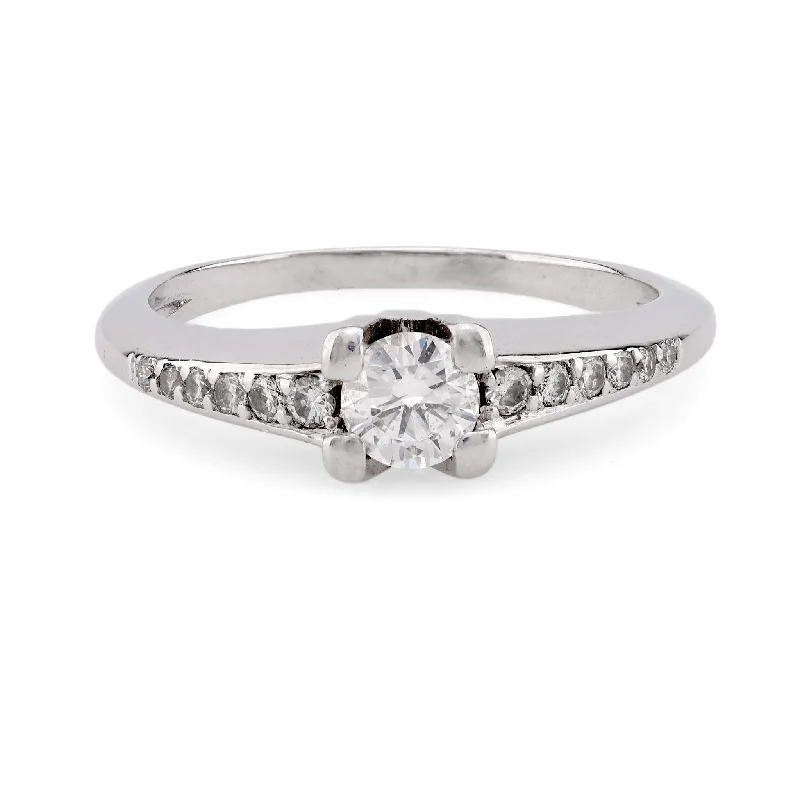 Marquise Cut Engagement Rings with a Channel - Set Diamond BandModern French Diamond Platinum Engagement Ring