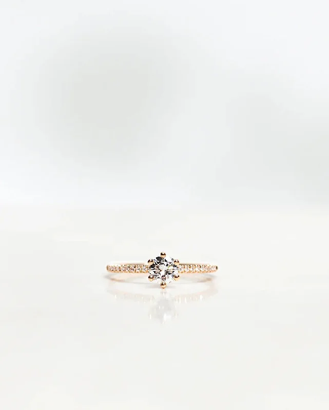 Topaz Gemstone Rings in 10K Gold with a Channel - Set Design for a Contemporary and Durable OptionSolitaire Petite Sparkle 18K Gold, Whitegold or Rosegold Ring w. Diamonds