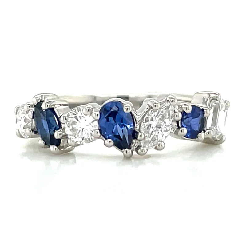 Platinum Mixed Stone Laboratory Grown Sapphire & Diamond Ring