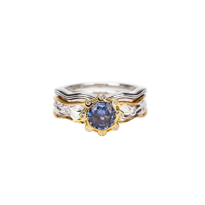 Stackable Wedding Bands in Sterling Silver with Enamel Inlays for a Colorful and Versatile Option14k Gold Rocks n' Rivers Blue Sapphire Ring 3 Piece Ring