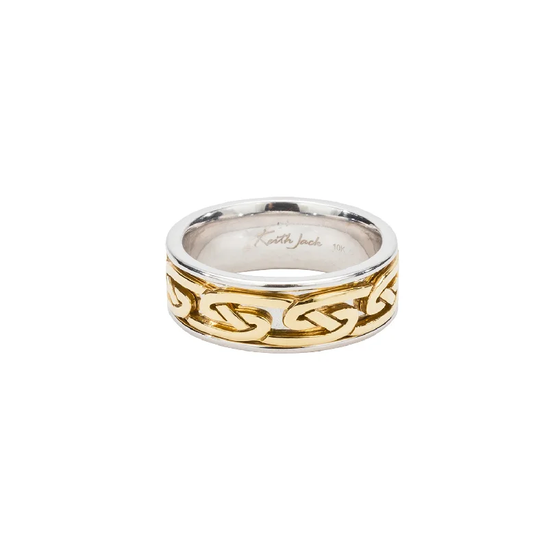 Platinum Celtic - Inspired Wedding Bands with Intricate Knotwork Patterns for a Symbolic and Stylish ChoiceWhite and Yellow Gold Celtic Knot Wedding  'Laro' Ring - Custom Order