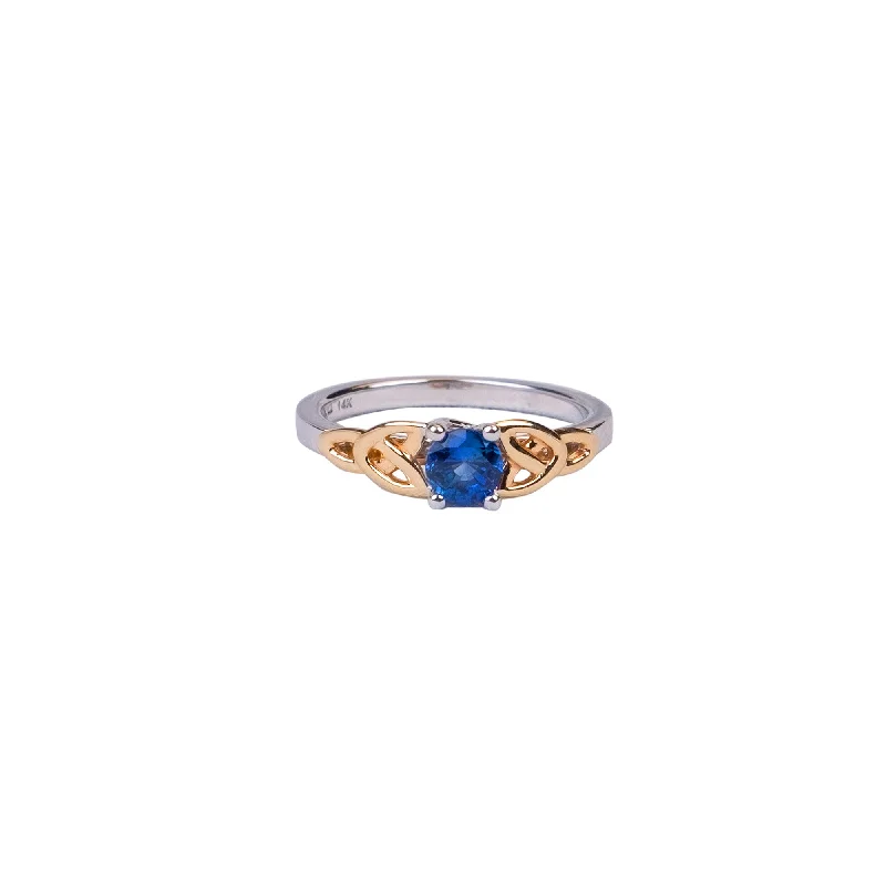 Adjustable - Fit Wedding Bands in Gold - Plated Metal for a Comfortable and Custom - Fitting Option14k White and Yellow Gold Blue Sapphire Trinity Ring