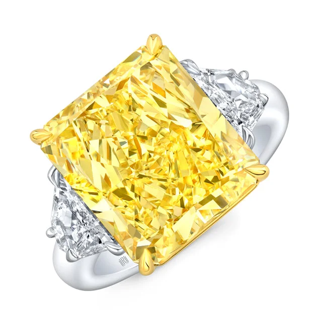 Signature - Design Engagement Rings with a Brand - Exclusive Pattern and Premium DiamondsRadiant Fancy Yellow Diamond Ring in Platinum and 18kt Yellow Gold