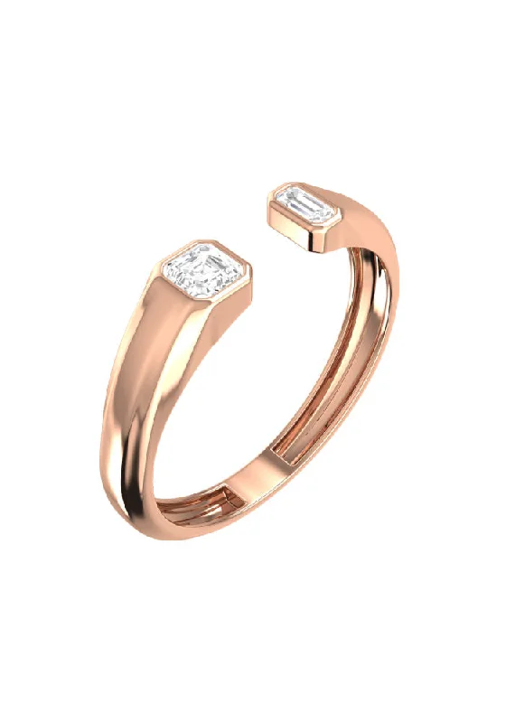 Citrine Gemstone Rings in Stainless Steel with a Stackable Design for a Trendy Everyday WearDouble Emerald Signet 18K Rosegold Ring w. Lab-Grown Diamonds