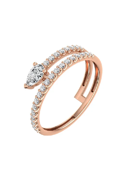 Topaz Gemstone Rings in 10K Gold with a Channel - Set Design for a Contemporary and Durable OptionDouble Pear Pave 18K Rosegold Ring w. Lab-Grown Diamonds