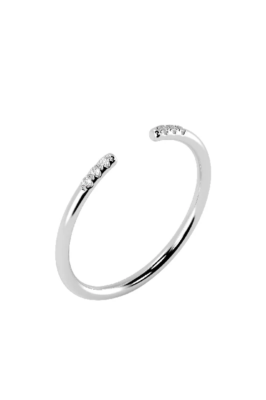 Pearl - and - Diamond - Studded Wedding Bands in White Gold for a Feminine and Elegant TouchLine Open Pavé 18K White Gold Ring w. Lab-Grown Diamonds