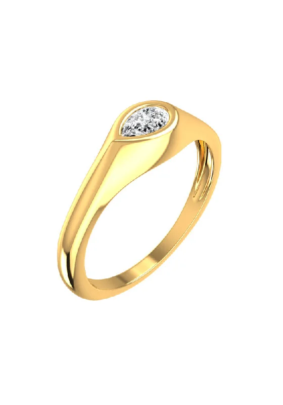 Citrine Gemstone Rings in Stainless Steel with a Stackable Design for a Trendy Everyday WearSignet Pear 18K Gold Ring w. Lab-Grown Diamond