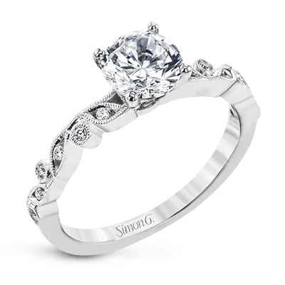 Marquise Cut Engagement Rings with a Channel - Set Diamond BandRound-cut Engagement Ring in 18k Gold with Diamonds