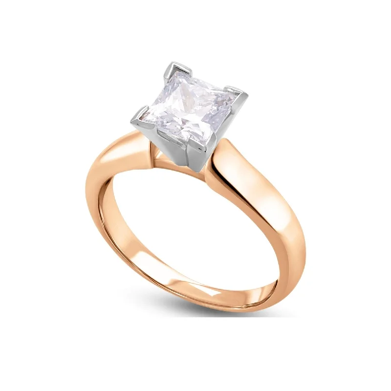 Engagement Rings with Sapphire and Diamond Combinations in a Vintage StyleSignature Certificate 1/3 CTW Princess Cut Diamond Solitaire Engagement Ring in 14KT Rose Gold