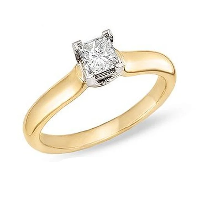 Solitaire Engagement Rings with a High - Clarity Round Diamond and Tapered BandSignature Certificate 1 CTW Princess Cut Diamond Solitaire Engagement Ring in 14KT Yellow Gold