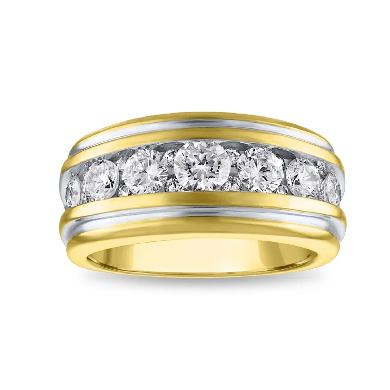 Laser - Etched Floral Design Wedding Bands in Palladium for a Delicate and Intricate LookSignature EcoLove 2 CTW Lab Grown Diamond Wedding Ring in 14KT Yellow Gold