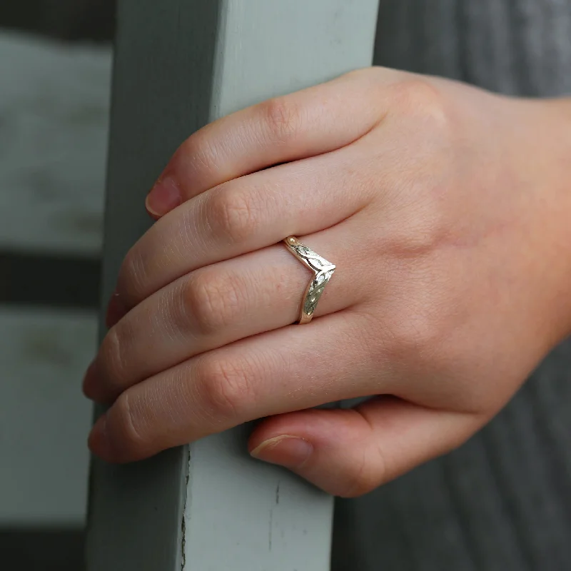 Hammered - Finish Copper Wedding Bands for a Rustic and Handmade - Look AppealWishbone Celtic Ring in 9ct White Gold