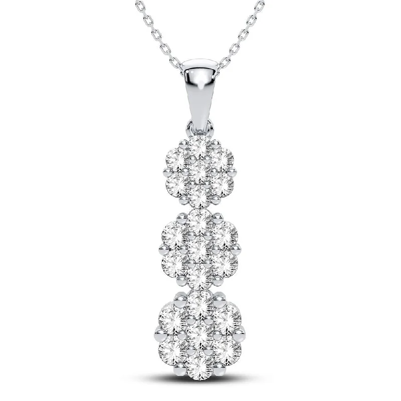 Retro - Inspired Art Deco - Patterned Pendant in Silver for Vintage Lovers10K 1.37CT Diamond Pendant