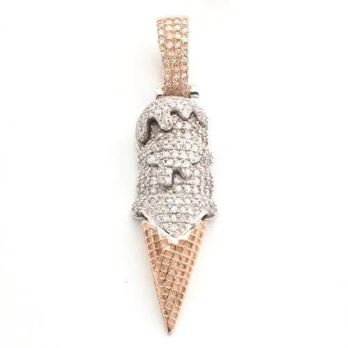 Double - Heart Pendant with Interlocking Design for Couples10KR 0.75CTW DIAMOND ICE CREAM CONE PENDANT