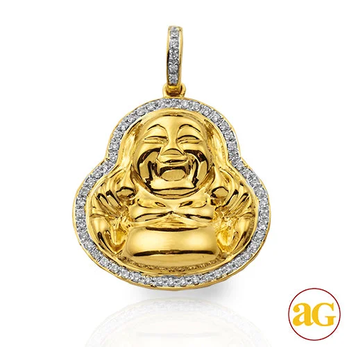 Magnetic - Locking Pendant with Hidden Compartment for Secret Messages10KY 0.33CTW DIAMOND FAT BUDDHA PENDANT - SINGLE