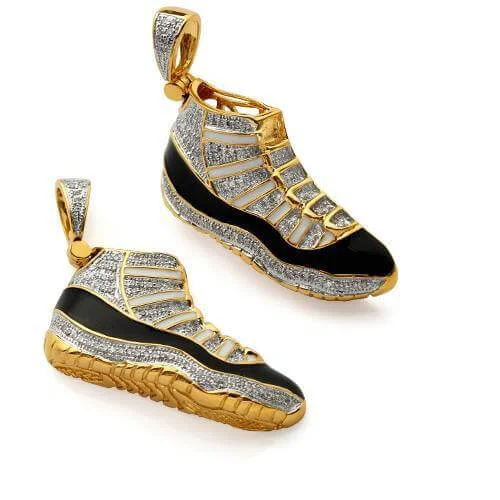 Handmade Leather - Wrapped Crystal Pendant for a Bohemian Aesthetic10KY 0.40CTW DIAMOND SHOE PENDANT