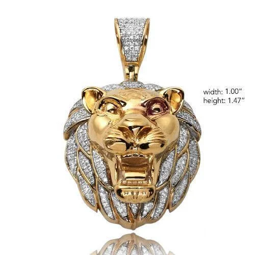 Water - Resistant Stainless Steel Diving - Themed Pendant for Divers10KY 0.50CTW DIAMOND LION HEAD PENDANT