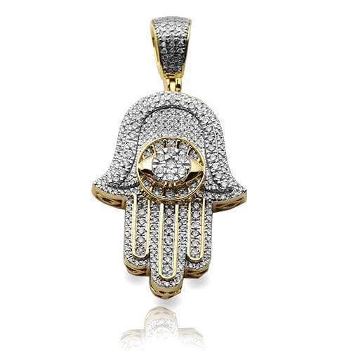 Water - Resistant Stainless Steel Diving - Themed Pendant for Divers10KY 0.75CTW DIAMOND HAMZA PENDANT WITH V-PRONG FL