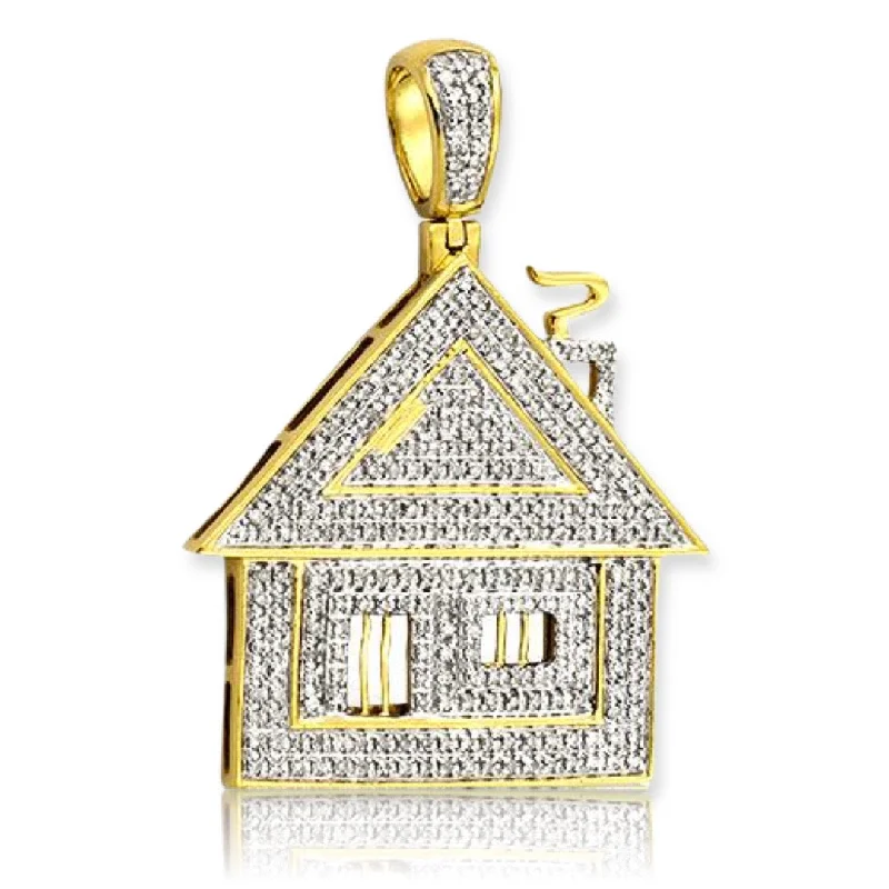 Enamel - Painted Owl Pendant in Vibrant Colors for a Playful Look10KY 0.85CTW DIAMOND TRAP HOUSE PENDANT