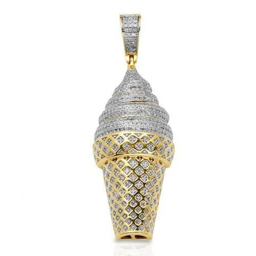 Glow - in - the - Dark Starry Sky Pendant for Nighttime Adventures10KY 0.90CTW DIAMOND ICE CREAM CONE PENDANT