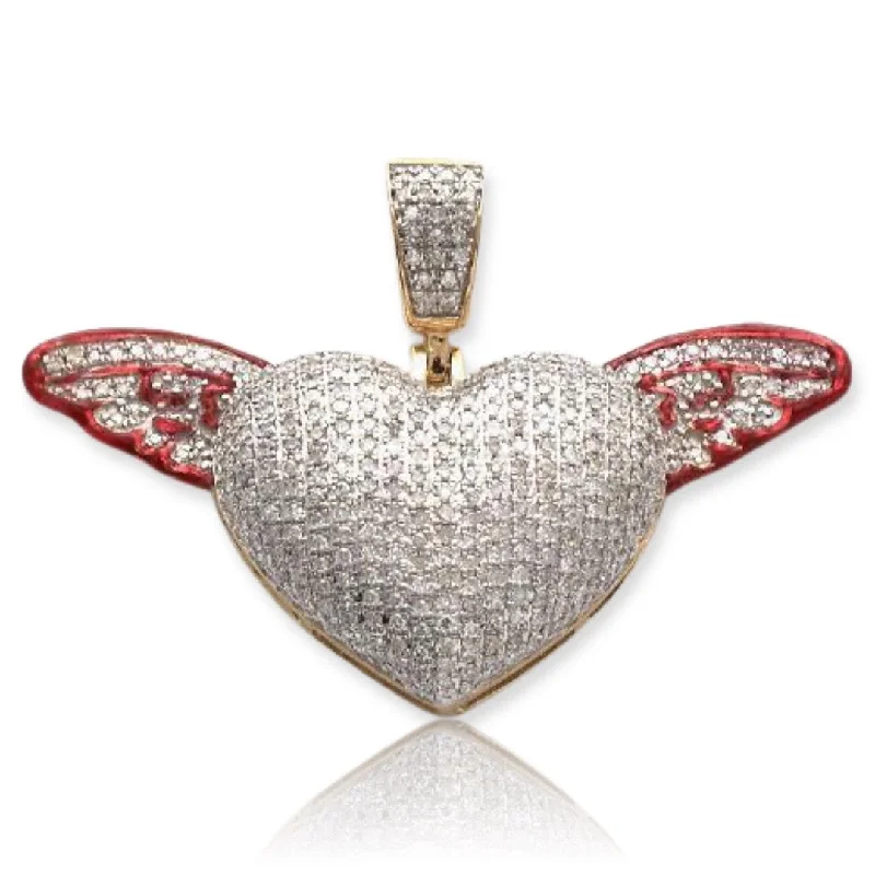 Pearl - Embellished Floral Pendant for a Feminine and Romantic Look10KY 1.05CTW DIAMOND HEART PENDANT W/ RED ENAMEL W