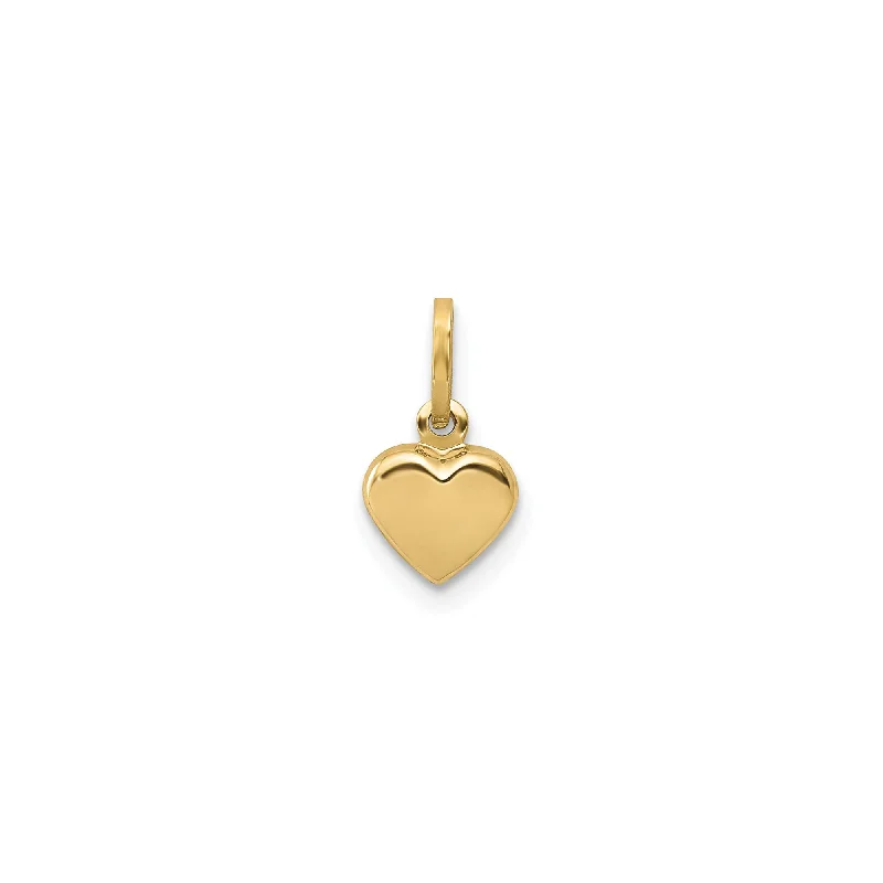 Adjustable - Chain Cubic Zirconia Solitaire Pendant for a Sparkling Gift3D Puffed Golden Heart Pendant (14K)