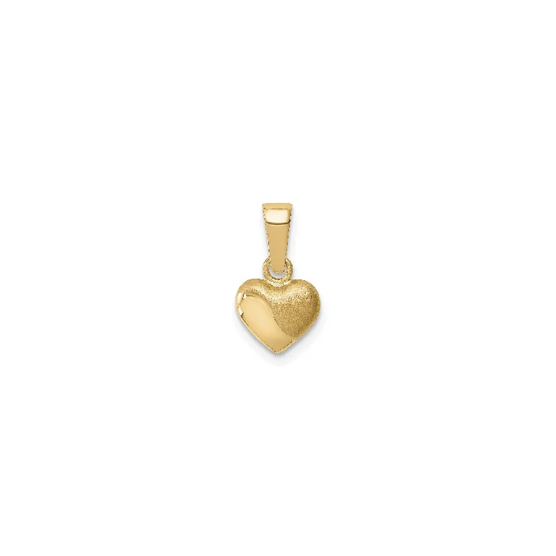 Rhinestone - Encrusted Crown Pendant for Little Girls' Dress - Up3D Satin and Shiny Puffed Heart Pendant (14K)