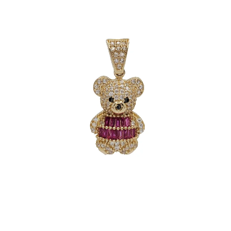 Magnetic - Locking Pendant with Hidden Compartment for Secret MessagesBaguette Cubic Zirconia Teddy Bear Pendant (14K)