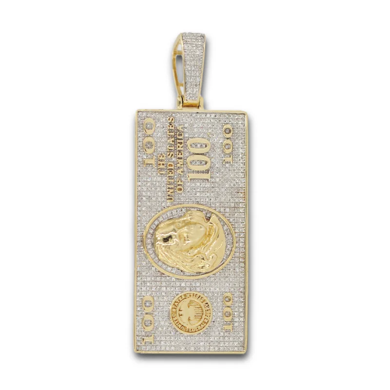 Laser - Cut Woodland Scene Pendant for Nature Enthusiasts10K Benjamin Franklin Bill Pendant